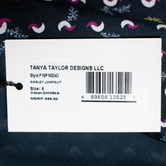 Tanya Taylor Ainsley Silk Surplice Navy Jumpsuit - Picture 13 of 13